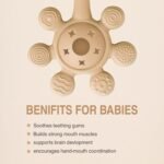 Prplet Silicone Baby Teether & Rattle Toy – Soft & Safe for Infants, BPA-Free, Multi-Texture Design for Teething Relief & Early Development (Brown) - Image 5
