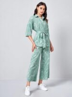 GRECIILOOKS Co Ord Set for Women | Stylish Korean Summer Outfit | Casual Long Shirt | Shirt T-Shirt for Girl & Woman | Top Pant Set | Trendy Travel & Streetwear Look for Girls | Hangouts | Picnic | Vacation Wear | 3/4 Half Sleeeve - Image 3