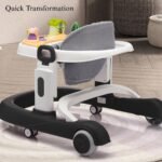 Little Olive Baby Walker for Kids | Adjustable Height Baby Walking Support with Interactive Activity Toy Tray, Comfortable Padded Seat & Smooth Multi-Directional Wheels | Walker for Baby Boys & Girls - Black - Image 6