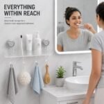UNTERI-PRO Acrylic Set of 1 Wall Mounted Bathroom Shelf Organizer| Shower Caddy with Hooks, Multipurpose Shower Storage Rack for Shampoo, Soap, Bottles, Towels & Bathroom Accessories - Image 8