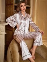 PABROS Night Suit for Women with Full Sleeve Button-Down Top with Pant Dress for Woman, Cotton Night Dress for Woman, Two-Piece Loungewear Set - Image 4