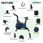 Green Alloy Steel Spin Bike Pro with 6.5 KG Flywheel, 8 Levels of Adjustable Resistance, 110 KG Max User Weight, Black Indoor Exercise Cycle for Home Workout with LCD Monitor and Cushioned Handle - Image 5