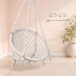 Swingzy Cotton Netted Rope Hanging Swing Chair for Adults & Kids/Swing for Balcony/Outdoor Swing Chair/Hammock Swing for Home, Patio, Garden, Indoor (120 Kg Capacity, White) - Image 2