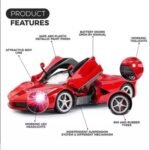 FAMOUS QUALITY Big New Look Rechargeable Remote Controlled Sports Racer Car Toy for Kids, Openable Doors, LED Lights, High Speed- Red - Image 4