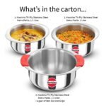 Hawkins 3-Piece Triply Stainless Steel Gift Set | Induction Safe | Stackable Design | Elliptical Rim for Better Grip & Handling | Silver (23SGP)|Induction and Gas Stove Compatible - Image 7