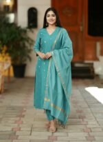 GoSriKi Viscose Printed Kurta for Women | Kurti Set Woman | Kurta with Pant & Dupatta | Straight Ethnic Suit | Indian Outfit Ladies Dress Stylish Traditional Clothing Party Office Fashion Look Style - Image 3