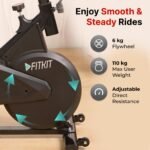 Fitkit by Cult FK7001 Spin Bike with 6Kg Flywheel, LED screen, Adjustable Brake Pad Resistance with Belt Drive System for Fitness at Home Workouts|Max Weight : 110 kg (Black) - Image 3