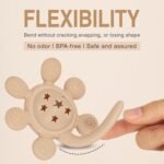 Prplet Silicone Baby Teether & Rattle Toy – Soft & Safe for Infants, BPA-Free, Multi-Texture Design for Teething Relief & Early Development (Brown) - Image 6