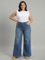 Amazon Brand - INKAST Women High Rise Wide Leg Full Length Cotton Poly Lycra Jeans | Casual Denim Wear - Image 7