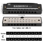 Harmonica Mouth Organ C Key 10 Hole 20 Tone | Professional Blues Harmonica with Titanium Copper Core | Portable Musical Instrument for Beginners Kids & Adults | Clear Sound Durable Build - Image 2