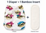 Premium New Adjustable Reusable Eco-friendly cloth diaper, leak safe printed button diaper, 5 layer bamboo insert super absorbent, newborn to toddlers, twins style nappy pant (2, Free Size) - Image 3
