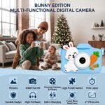 Cason Mini Digital Camera for Kids1080P HD,Camera with Dual Cameras,Rechargeable with SD Card, Real Toy Camera with Games,Birthday Gift for Kids for 5-12 Years Kid (Rabbit) - Image 2