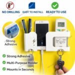 GEOCARTER Wall Phone Holder with Remote, Pen & Key Holder - Image 6