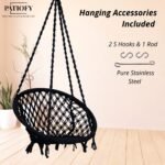 Patiofy Cotton Round Baby Swing/Jhula for Kids/Swing for Kids for Home/Jhula for Baby Swing Hanging Indoor & Outdoor/Ideal for 5-15 Years/Swing for Children/Swinging Chair for Kids (Black) - Image 4
