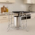 Stainless Steel Glass Stand Holder for Kitchen & Dining | Rust-Proof Glass Organizer for 6 Glasses with Center Storage Cup | Space-Saving Glass Rack for Home, Hotels & Restaurants - Image 4