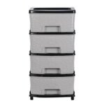 Amazon Basics Plastic 4 Rack Multipurpose Modular Drawer Storage Rack | Kitchen & Home Essentials Organizer Storage Box Cabinet | Almira Set for Stationary, Cosmetic |Black & Grey 36D x 30W x 63H cms - Image 3