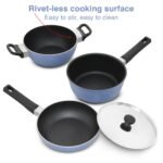 Hawkins Quik Nonstick Induction 4 Piece Cookware Set of Deep Kadhai, Frying Pan, Saucepan and Stainless Steel Lid | Kitchen Gift Pack | Grey (IQGP1) - Image 5