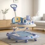 Mee Mee 360° Baby Activity Walker | 3 Level Adjustable Height, Foot Mat, Musical Detachable Toy Bar | Parental Push Handle, Anti-Rollover Folding Walker for Boys, Girls, Kids | 6-18 Months 15kg (Blue) - Image 2