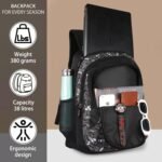 Half Moon Wild Class 5-12 School Bag for Boys Girls Man Woman | Laptop Bagpack Back pack for Men Women | 3 Zips Stylish And Trendy College Bags for Students (Aztec Print) (Black and Grey) - Image 2