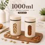SR (Set of 2) Oval Window Plastic Storage Container (1000ml) | Airtight Kitchen Storage Containers | Containers for Kitchen Storage with Window for Snacks, Dry Fruits, Tea & Coffee (Multicolor) - Image 2