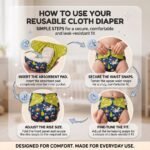 StarAndDaisy Reusable Cloth Diaper for Babies, Adjustable Washable Baby Diaper with Snap Buttons (Free Size) (Unicorn, Set of 1) - Image 7