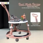 Kidsmate 360° Baby Walker for Boys & Girls | 6-24 Months | 7-Level Height Adjustment | Musical RGB Lights | Dual Tray for Food & Toys | Safe, BPA-Free & Comfortable Baby Walker (Radiant Pink) - Image 4