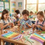 Pipe Cleaners for Craft Flower Making,Fuzzy Chenille Stems and Fluffy Sticks with Floral Tape and Wire, for Kids Arts and Crafts|Pastel colors (pipe cleaners-100/stem wire-15/green tape-1) - Image 5