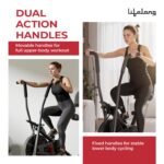 Lifelong Air Bike Exercise Cycle for Home Gym, Dual Action Stationary Cardio Bike with Adjustable Cushioned Seat, Moving Handles, Anti-Skid Pedals, and Max User Weight 125 kg - Black - Image 2