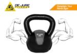 De Jure Fitness PVC Kettlebell 3kg for Men & Women, Strength & Cardio Training, Soft Grip, Crushed Concrete Filled, Full Body Workout Equipment for Home & Gym (Grey Black) - Image 2
