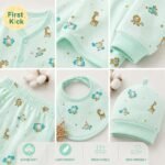 First Kick Presents New Born Baby Summer Wear Baby Clothes 5Pcs Sets 100% Cotton Baby Boys Girls Unisex Baby Cotton/Summer Suit Infant Clothes First Gift for New Born Baby - Image 5