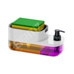 SWAPKART ABS Plastic 3 in 1 Soap Pump Dispenser Dish Soap Liquid Dispenser Sponge Holder Dish Soap Dispenser for Kitchen Sink Countertop Kitchen Bathroom (Multi-Color,Pack of 1) - Image 2