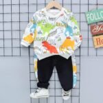 Googo Gaaga Boy's Cotton Printed Sweatshirt With Joggers In White Color Baby Boys Clothing Set - Image 2