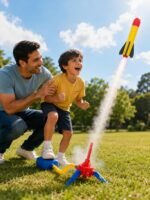 Flying Rocket Launcher Toy with 3 Foam Rockets for Kids | Air Powered Outdoor Jump Rocket Game | Flies Up to 150 ft | Non-Toxic | No Batteries Required | Age 3+ Years - Image 2