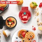 Holstein Housewares 350 Watts Mini Waffle Maker, 4 Inch x 13 cm, Red&Black, Non-Stick Plates for Breakfast, Desserts, and Snacks - Image 2