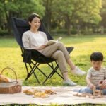 Foldable Camping Moon Chair with High Back – Lightweight Portable Outdoor Folding Chair with Carry Bag & Side Pocket – Heavy Duty X-Frame for Balcony, Garden, Hiking & Travel (Black) (Black) - Image 6