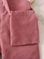 Ninas Baby Girls Solid Cotton Blend Style Top and Dungarees Set with Purse (White & Pink) - Image 3