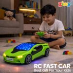 Green Rechargeable Remote Control Car Toy, RC Racing Vehicle for Children, High Speed, 3D LED Light Car, Kids Battery Car, RC for Boys & Girls, Toys for Kids, Birthday Gift for Boys and Girls - Image 6