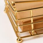 CentraLit Napkin Holder for Dining Table - Square Shaped with Weighted Arm - Modern Tissue Paper Holder for Kitchen, Restaurant, Farmhouse, Gold - Diwali Decoration - Hotel Tableware (Gold) - Image 7