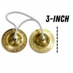 AOKO Manjira Brass look Hand Cymbals, Traditional Indian Musical Instrument, 3 Inch, Natural Gold (Pack of 1) - Image 2