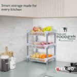 TEX-RO 3-Layer Kitchen Rack Stand | Multipurpose Rack for Storage | Vegetable Stand for Kitchen Storage Rack | Durable Kitchen Racks for Storage (Grey) - Image 7