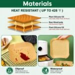 RUCON® Air Fryer Paper Liners 100 PCS | Disposable Non-Stick Parchment Paper | Oil-Proof, Waterproof & Heat Resistant | Food Grade Baking Paper for Air Fryer,Oven, Microwave Steamer (Square 8 Inch) - Image 5