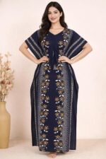 Bahumaan Pure Cotton Kaftan Nighty for Women | Kaftan Maxi for Women | Kaftan Night Gowns for Women | Cotton Nighty for Women Stylish | - Image 4