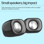 HP DHS-2111 Wired Speaker, 2-Channel Surround Sound, 3.5mm aux connectivity, PC and Phone Compatible, Easy Volume Controls, 1-Year Warranty, 0.27 kg, Black, 8C575AA - Image 3