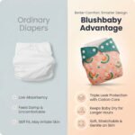 Blushbaby Cloth Diapers for Babies – 2 Reusable Diaper Pants with 2 Free Inserts for 3 Months - 3 Years | Washable Dry Feel Pads | Waterproof | Leak Proof | Quick Dry | Adjustable Free Size | Eco Friendly - Image 4
