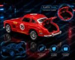 1:36 Scale Die Cast Metal Vintage Racing Car Toy for Kids Pull Back Sports Model with Opening Doors and Trunk Collectible Miniature Vehicle Red Classic Toy Car Gift for Boys and Girls - Image 5
