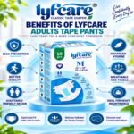 Lyfcare Open Tape Adult Diaper M Size, Waist 25 to 50 Inch,10 Units, Unisex - Image 3