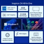 Dell 24 All-in-One|14th i3-100U, 8GB RAM DDR5 512GB SSD,Intel Graphics|23.8" FHD AG,IPS, 99% SRGB|Win 11+MSO'24+O365|Molded Speaker Grill| Intel WiFi 6e|5MP Pop-Up IR Camera|Dolby Atmos Dual Speakers - Image 3