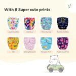 Mylo Leak-Proof Baby Cloth Diaper Combo (2 Diapers + 2 Inserts) | Free Size (3M-3Y) | High Absorption | Quick Dry | Oeko-Tex Certified | Washable - Floral & Heart - Image 9