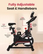 Sparnod Fitness SSB-08N Spin Bike for Home Use 8 kg Flywheel, Digital Display Console, Heart Rate Sensor, Fully Adjustable Seat & Handlebar, Silent Belt Drive, Carbon Steel Frame, Max User Weight 130kg - Image 7