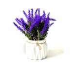 Dekorly Artificial Lavender Plant in White Pot, 18cm – Realistic Faux Flower Arrangement for Home & Office Décor (Set of 1) (1, White Color Pot) - Image 5